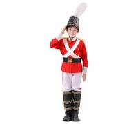 Generisch British Child Soldiers Costumes for Stage Festivals Elegant Yard Style with Belt Stand-Up Collar (White, 9-10 Years)