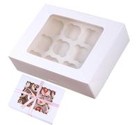 Generisch Brown Cupcake Boxes, Bakery Cupcake Cake Boxes | Pack of 10 Kraft Paper Bakery Pastry Boxes with Clear Window for Cupcakes, Pastries, Biscuits