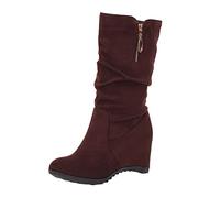 Generisch Brown Suede Ankle Boots Women's Flat Ankle Boots Women's with Wedge Heel with Zip Pleated Boots Half Boots Slip On Faux Suede Boots Women's Boots, brown, 7 UK