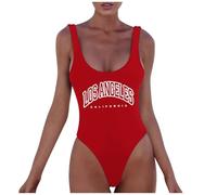 Generisch Bunny Costume Women's Print Piece Swimsuit Sexy Bikini Swimwear Bathing Sleeveless Backless Swimsuit Women's Red Baywatch, red, XL
