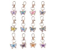 Generisch Butterfly Key Ring | Pack of 12 Rainbow Colour Gradient Resin Women's Key Rings Animal Bag Pendant | For Children Teenagers Family Friends Parties Birthdays Weddings