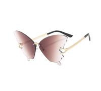 Generisch Butterfly Sunglasses - Oversized Eyeglasses for Sun Protection | Rimless Winged Silhouette with Gradient Tinted Lenses & Lightweight Temples for Driving, Festivals, Vacations and Summer, hot