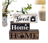 Generisch Cake Stand Decoration - with Wooden Block Sign and Steps Tray | Rustic Blocks Table Centre Scenery Uses for Café Bakery Garden Restaurant Living Room