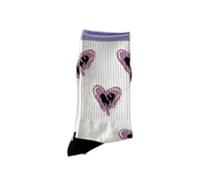 Generisch Calf Socks for Girls, Sports Socks for Women with Breathable Fit, Stylish Fashion Accessories for Training, Fitness, Everyday Streetwear, Sports, Purple Love Hearts Female Medium Tube Purple