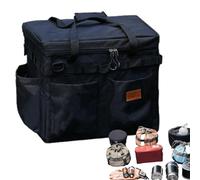 Generisch Camping Bag, Portable Large Capacity with Hooks, Outdoor for Travel and as a Carry Bag, for Tools, Tea Service, Tableware, Bottles, Picnic, Hiking and Fishing, black, Siehe Beschreibung, See