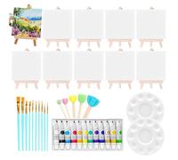 Generisch Canvas and Colours Set, 10-Piece Acrylic Paint Set with Canvases, Portable Washable Drawing Supplies for Artists, Adults, Girls, Crafts, Lessons, Home and Outdoor Use