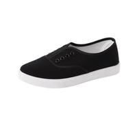 Generisch Canvas Shoes Women's Fabric Shoes Women's Canvas Trainers Fabric Trainers Casual Shoes Walking Shoes Summer Boat Shoes Low Shoes Loafer Slip On Flat Shoes Wide Feet Breathable Com, black, 6