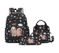 Generisch Capybara Backpack Cartoon Bookbag Set Adorable Multi Piece Design with Matching Pencil Case and Insulated Lunch Bag for Girls Kids School Trips Outdoor Travel Use, 350 g, black, see