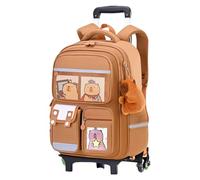 Generisch Capybara Rolling Backpack, Travel Backpack with Wheels, Height-Adjustable Trolley with Extendable Handle and Large Capacity Storage Space for Travel, School, Business, Six rounds, see