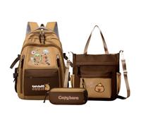 Generisch Capybara School Backpacks - Travel Backpack Including Pencil Case and Carry Bag, Aesthetic Laptop Bag for Students, for Daily Travel and as a School Companion, Back to back model, Siehe