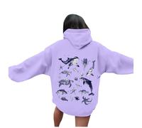 Generisch Cardigan Knitted Casual Hooded Sweatshirt for Men with Pocket, Comfortable Pullover Hoodie for Everyday Use, Ocean World Print Design, Perfect Jeans for Spring Women Butterfly Jumper, purple