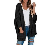 Generisch Cardigan Women's Sweatshirt Open Front Women's Jacket Sports Jacket Lightweight Casual Sweatshirts Plain Loose Long Sleeve Tops with Pocket Coat Autumn Spring Hiking Jacket, black, M