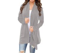 Generisch Cardigans Women's Long Cardigan Women's Elegant Plus Size Lightweight Long Sleeve Open Front Waterfall Cardigan Soft Outerwear S-5XL, Light Ashy, M