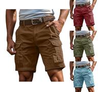 Generisch Cargo Shorts Men's Cotton Summer Short Bermuda Trousers with Versatile Pockets Hiking Trousers Sports Work Shorts Cargo Trousers Casual Cut for Outdoor Leisure Hiking Work, Light Green-C