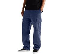 Generisch Cargo Trousers Men's Stretch Cargo Wide Leg Trousers Corduroy Casual Trousers Wide Cut Jogging Bottoms Cargo Trousers with Pockets Baggy Work Trousers Men Leisure Plain Pants, navy, XL