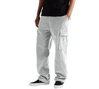 Generisch Cargo Trousers Men's Stretch Cargo Wide Leg Trousers Corduroy Casual Trousers Wide Cut Jogging Bottoms Cargo Trousers with Pockets Baggy Work Trousers Men Leisure Plain Pants, gray, XL