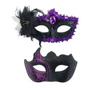 Generisch Carnival Party Couple for Theme Events, Elegant Couple Costumes for Halloween Masquerade Balls Parties (Purple, One Size)