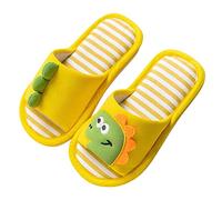 Generisch Cartoon Dinosaur Pattern Open Toe Slippers Cotton Linen Comfort Slip On Slippers for Girls Boys, b, 1/1.5 UK