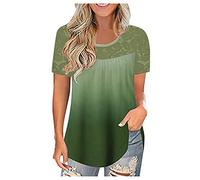 Generisch Casua Women's Shirt Short Sleeve Blouse Tunic Deep Neck Women, Green, L