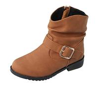 Generisch Casual boots with buckle decoration for girls, western boots, children's ankle boots, riding boots with low heel for girls, girls boots, brown, 3 UK