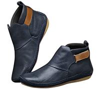 Generisch Casual Colour Loop Women's Hook Leather Pure Fashion Ankle Boots Comfortable Flat Women's Boots Waders with Men, blue, 5 UK