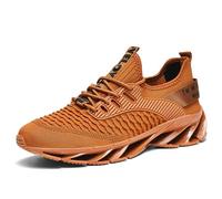 Generisch Casual Comfortable Slip-On Mesh Trainers for Men Plain Running Shoes with Modern Design, brown, 8 UK
