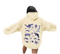 Generisch Casual Hooded Sweatshirt for Men with Pocket, Comfortable Pullover Hoodie for Daily Life, Ocean World Print Design, Perfect with Jeans for Spring Tracksuit Women Blue, Light yellow, XXL