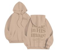 Generisch Casual Hoodie for Men, Loose Fit, Letter Print Pullover for Daily Wear in Winter, Comfortable Streetwear Hoodie Plus Size Men, khaki, S
