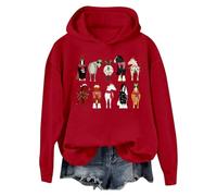 Generisch Casual Hoodie with Christmas Print for Horse Lovers Cuddly Blanket Jumper, red, M