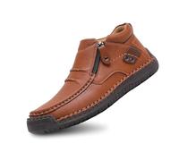 Generisch Casual Men's Slippers with Side Zip Comfortable Everyday Shoes Smooth Perfect for Jeans Casual Trousers Versatile Flat Shoes for Relaxed Moments, brown, 9 UK