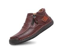 Generisch Casual Men's Slippers with Side Zip Comfortable Everyday Shoes Smooth Perfect for Jeans Casual Trousers Versatile Flat Shoes for Relaxed Moments, coffee, 9.5 UK