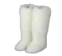 Generisch Casual Outdoor Fur Boots Winter Imitation Snow Boots 50 cm High Boots, White, 4 UK