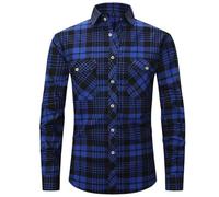 Generisch Casual Outdoor Shirts for Men Slim Fit with Plaid Pattern for Summer and Autumn Perfect Match with Casual Pants for Relaxed Outings., darkblue, XXL