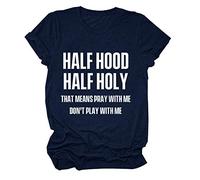 Generisch Casual Pots Blouse Letter Short Shirt Print Women Sleeves Cat Women's Blouse Rainbow Pullover Women, navy, XL