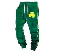 Generisch Casual Printed St Patrick's Day Celebration Trousers - Comfortable Loose Fit Original Holiday Trousers, Green, S