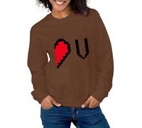 Generisch Casual Pullover Top with Crew Neck and Valentine's Day Print (Boy) Women's Norwegian Pullover, coffee, XXL