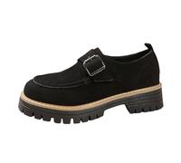 Generisch - Casual shoes, slip-on loafer, comfortable, thick suede sole for everyday use with buckle design, perfect with jeans for the whole season, black, 7 UK