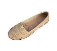 Generisch Casual shoes, women's slippers, loafers for women, plain, non-slip, flat, business, comfortable, for work, elegant shoes, lightweight hiking shoes, walking shoes, trainers, beige, 8 UK