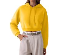 Generisch Casual Short Hooded Sweatshirt for Women with Pockets Drawstring for Daily Wear in Spring Summer Light Blue, yellow, S
