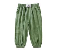 Generisch Casual Trousers Men's Polyester Toddler Kids Boys Girls Casual Basic Plain Soft Trousers Baby Spring Summer Comfortable Linen Trousers Kids Trousers Boys 140, Green, 2-3 Years