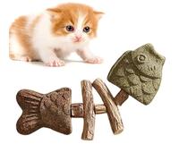 Generisch Cat Chew Toy for Teething - Soothing Fish Bone Chew Stick - Interactive Cat Toy Wooden Kitten Teether for Cleaning Soothing Enrichment Fun