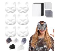 Generisch Cat Face Masks for Craft Projects, Animal Costume with Eye Mesh, Costume for Girls, Family, Friends, Parties, Theatre, Halloween, Christmas, Photo