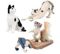 Generisch Cat Figures, Pack of 3 Realistic Animal Models, Kitten Table Decoration, for Children, Halloween, Christmas, Birthday, Living Room, Bedroom, Study, Bookshelf