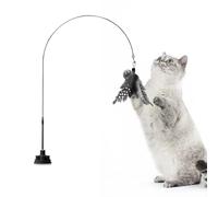 Generisch Cat fishing rod with bell, indestructible cat accessories with suction cup and interactive toy for hunting games