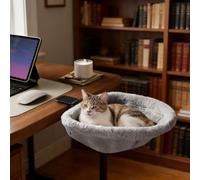 Generisch Cat Hammock for Desk, Foldable, Space-Saving Cat Bed with Soft Imitation & Mesh, Comfortable Table Hanging Lounger for Cats in the Home Office & Area