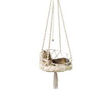 Generisch Cat Hammock Tassel Macrame Hanging Cat Hammock Hand-Woven Cat Swing Bed House Cats for Indoor Windows, 40 x 130 cm