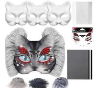 Generisch Cat Masks for Craft Projects, Animal Costume Set, Costume Accessories with Mesh Fabric and Felt Sheets for Men and Women, Cosplay Masquerade Ball