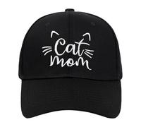 Generisch CAT MOM Embroidered Baseball Cap for Men and Women, Summer Sun Hat, Adjustable Hardtop Cap for Cat Lovers, Hats, Knitting Instructions, black, One Size