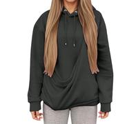 Generisch Cat Mom's Comfort Winter Hoodie with Pocket and Pouch (Dark Gray, M)