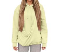 Generisch Cat Mom's Comfort Winter Hoodie with Pocket and Pouch (Light Yellow, XXL)